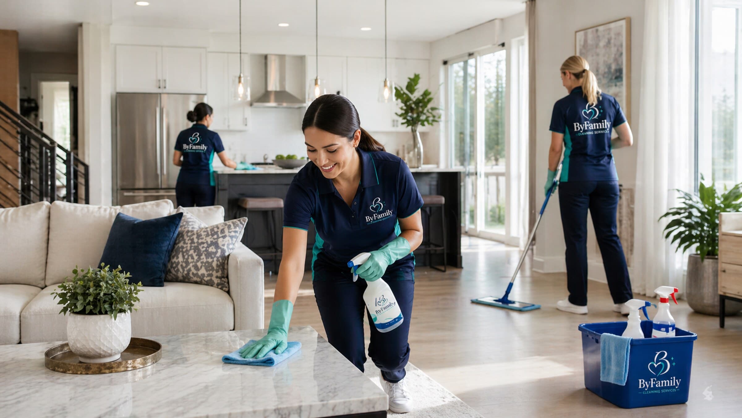 The ByFamily Cleaning Services team in a Cape Cod home